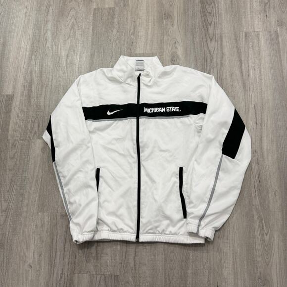 Nike Elite Michigan State Spartans Jacket Men's Small White Green MSU Basketball - Picture 1 of 12